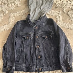 Old Navy Black hooded denim jacket 5T